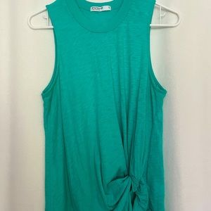 Stateside knotted slub jersey tank top aqua